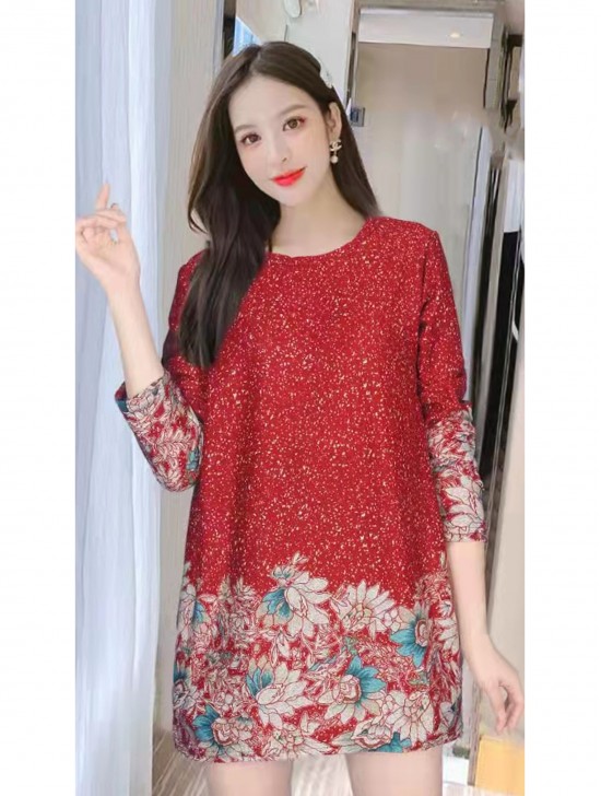 Floral Printed Jersey Knit Fashion Top 